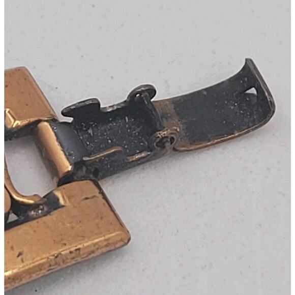 Renior Copper Rectangular Reticulated Link 15" Choker Necklace & Earring Set VTG - Picture 14 of 15